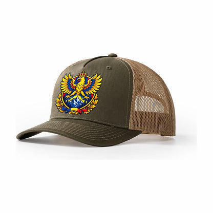 Romania Heraldic Crest Country Logos Trucker Hat – Olive Khaki
