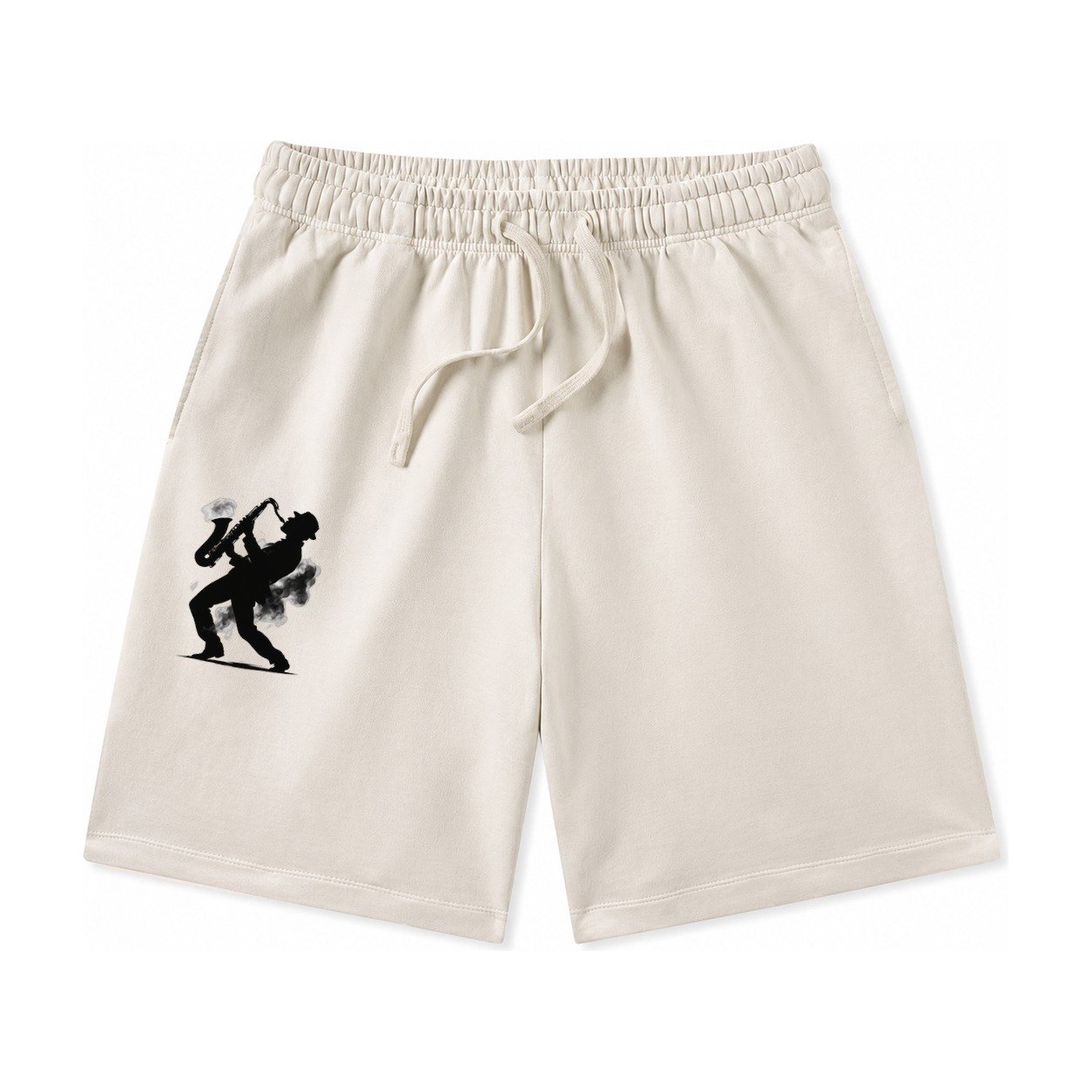 Saxophonist Playing Jazz In Smoky Room Washed Shorts – Beige