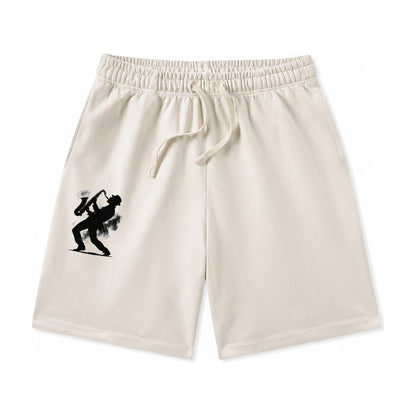 Saxophonist Playing Jazz In Smoky Room Washed Shorts – Beige