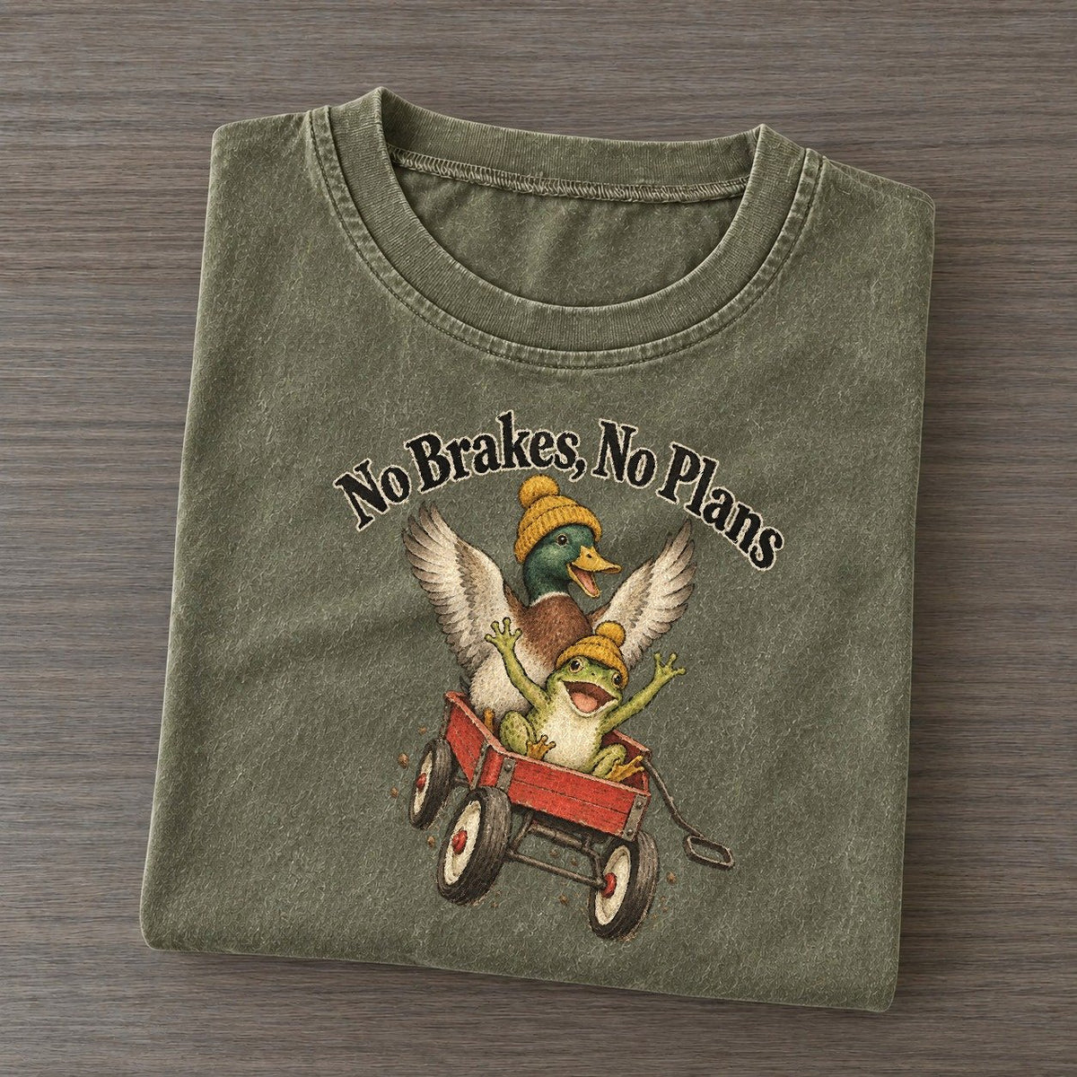 No Brakes No Plans Kerfuffle Club Vintage T-shirt – Army Green