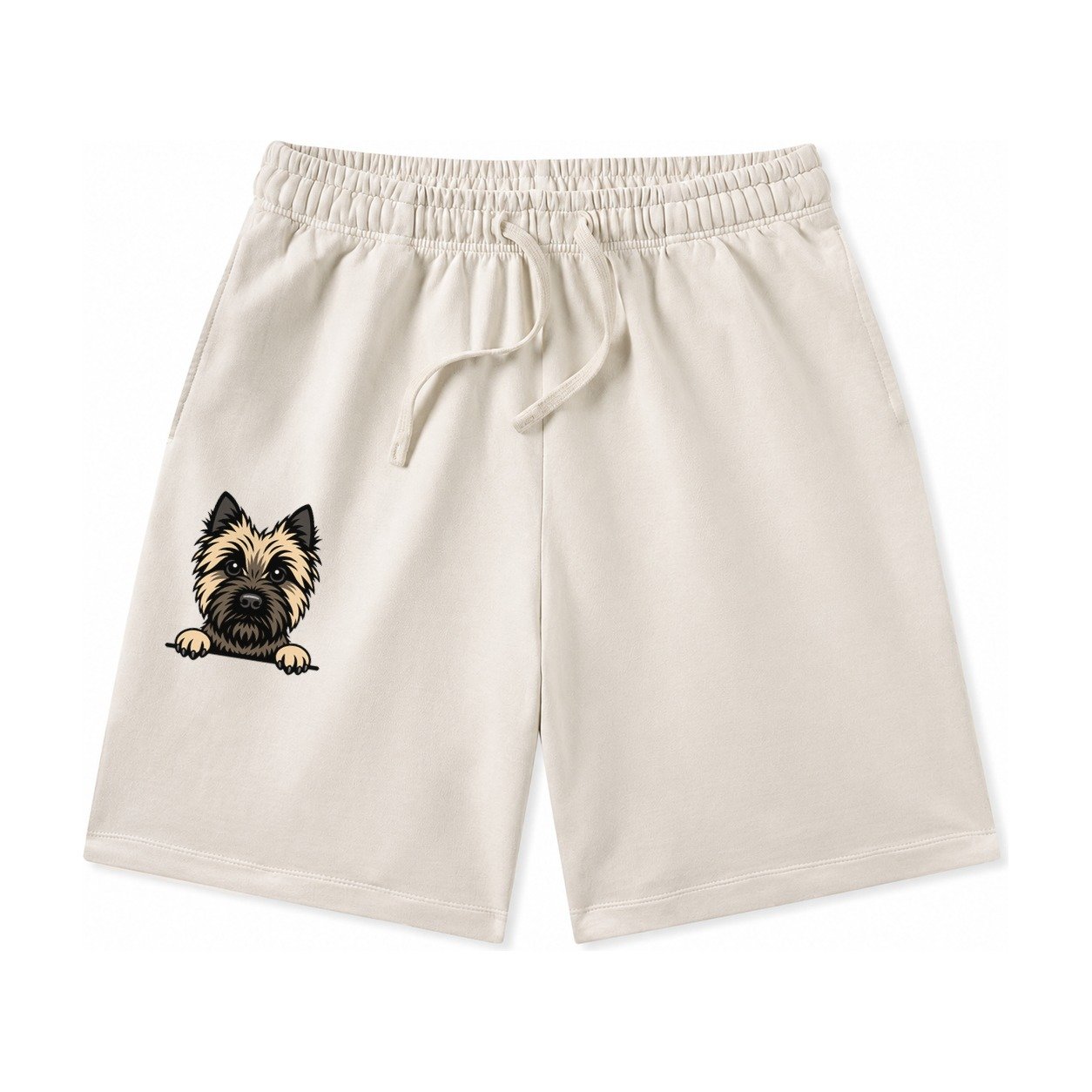 Cairn Terrier Wheaten Colored Pose Washed Shorts – Beige