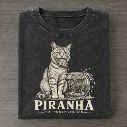 Piranha Short Version Cats Vintage T-shirt – Black