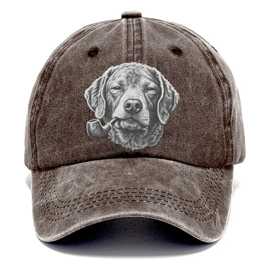 Chesapeake Bay Retriever Smoking Dogs Classic Cap – Brown
