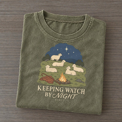 Keeping Watch By Night The Counting Gate Vintage T-shirt – Army Green