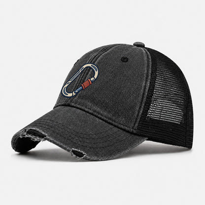 Climbing Carabiner Tiny Solo Marks Washed Trucker Hat – Black
