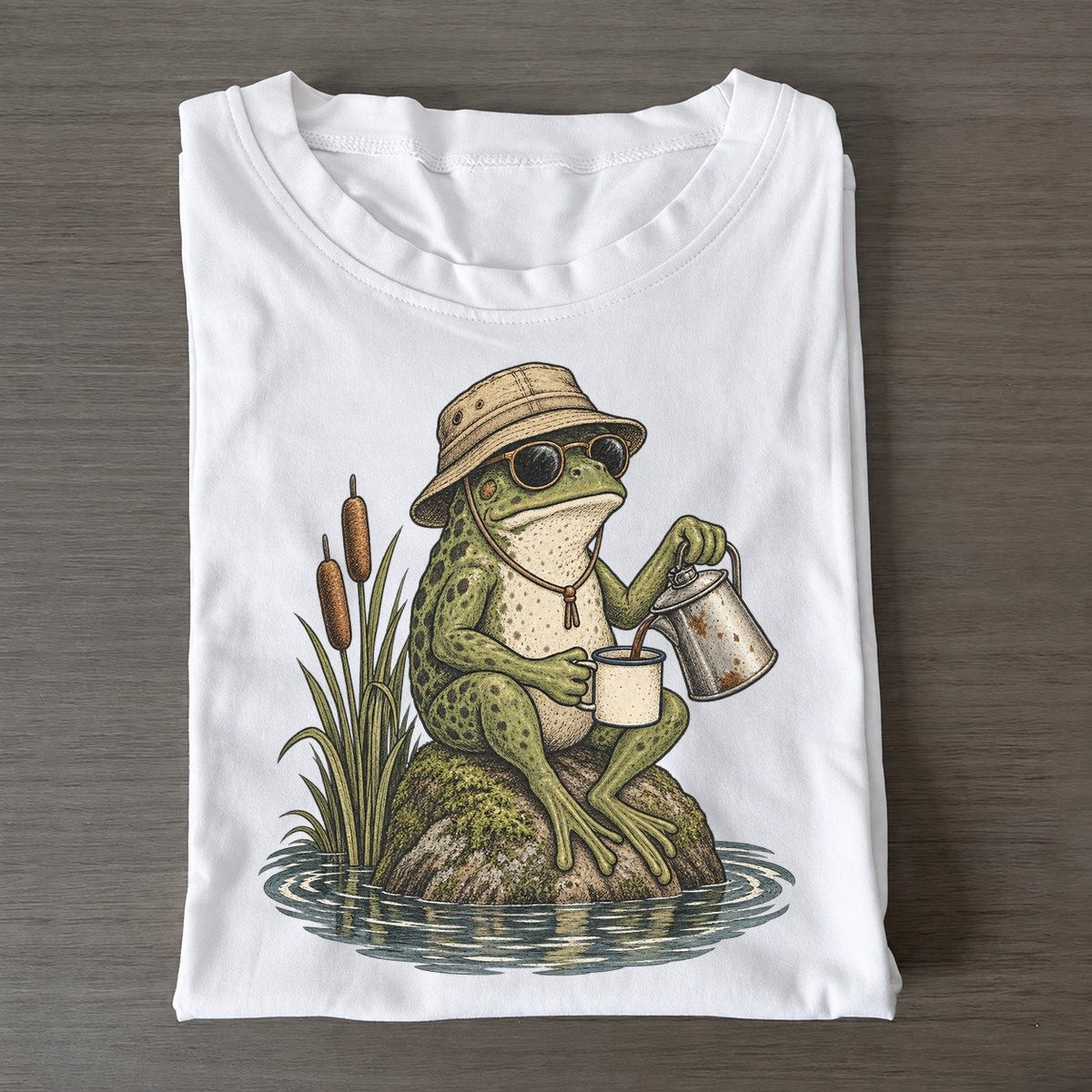 Frog Percolator Slow Camp Club Classic T-shirt – White
