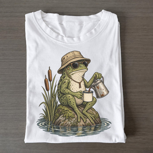 Frog Percolator Slow Camp Club Classic T-shirt – White