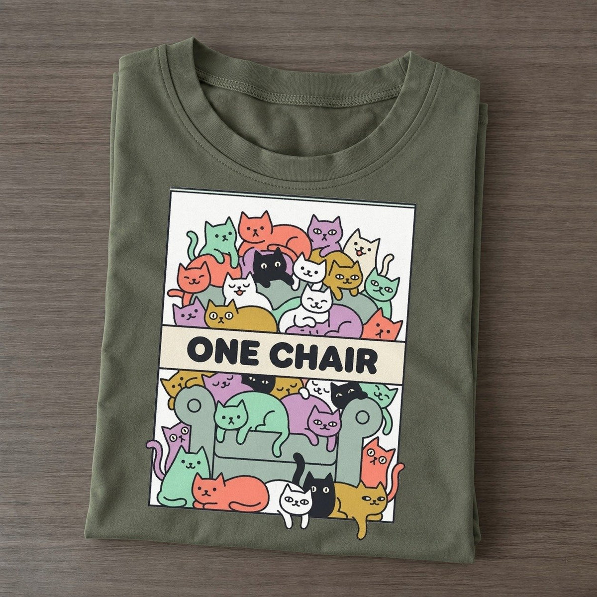 One Chair Overcatted Classic T-shirt – Army Green