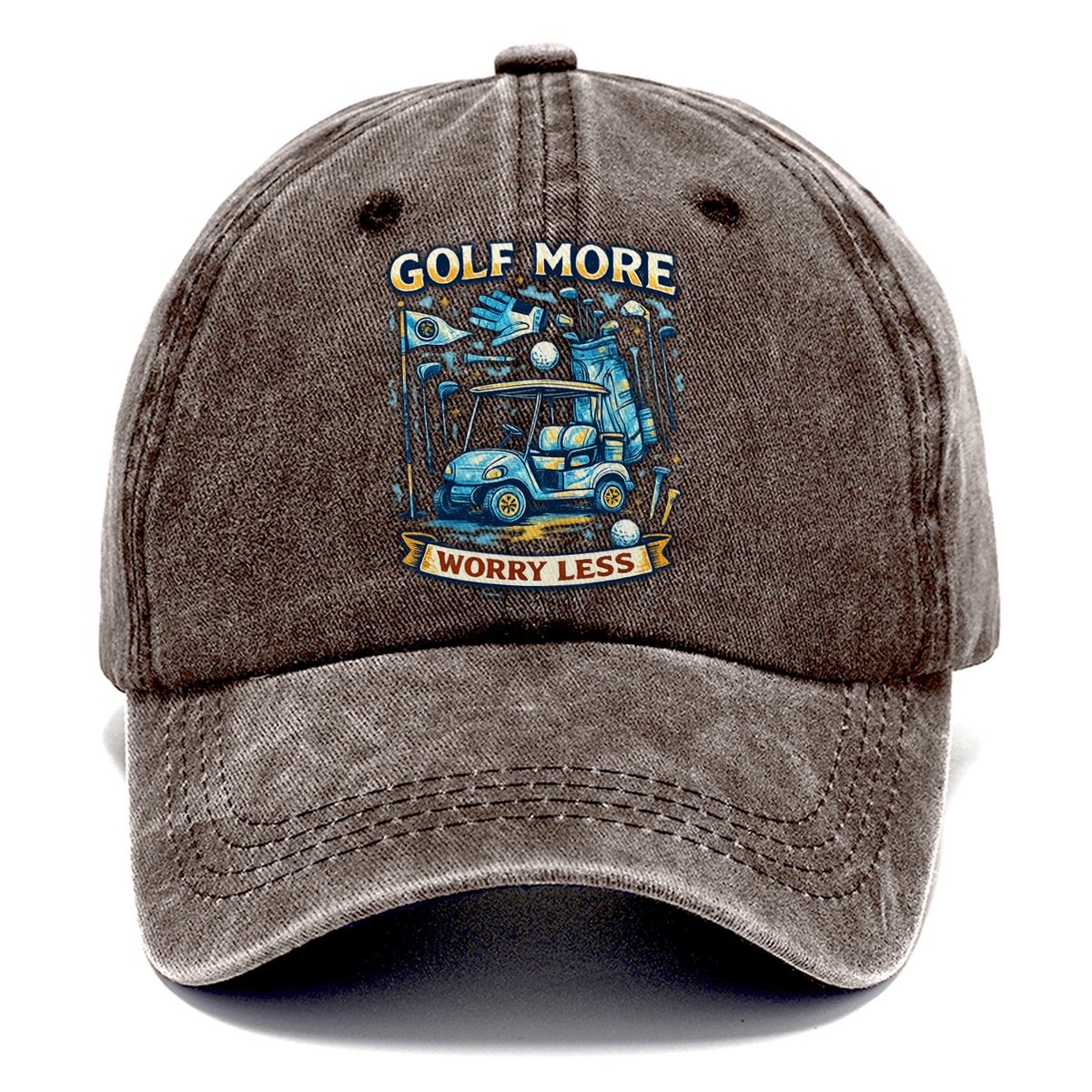 Golf More Worry Less Classic Cap – Brown