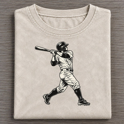 Baseball Batter Follow Through Global Sports Ink Figures Vintage T-shirt – Off White