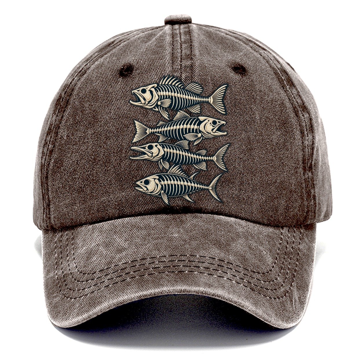 Fish Skeleton Minimal Fishing Elegant Classic Cap – Brown