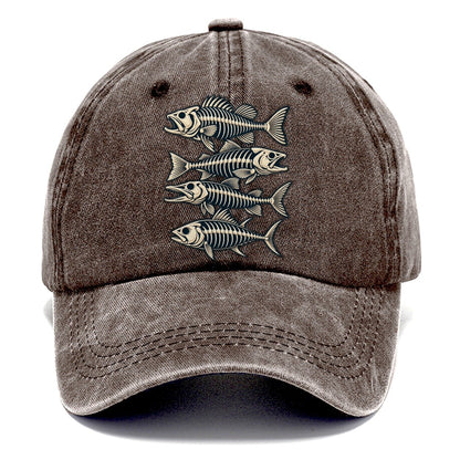 Fish Skeleton Minimal Fishing Elegant Classic Cap – Brown