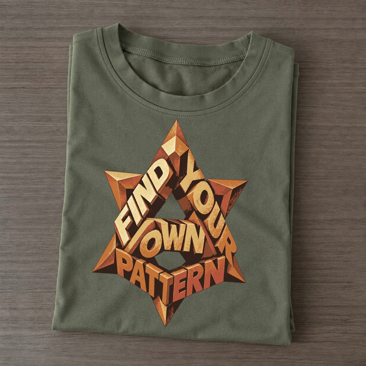 Interlocked Star Grid Letter Sculpture Classic T-shirt – Army Green