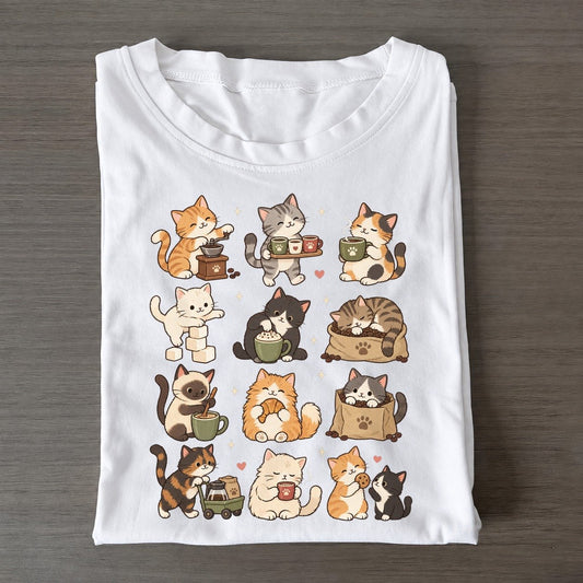 Coffee Break Cat Club Classic T-shirt – White