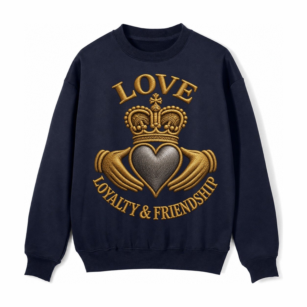 Claddagh Symbol Fleece Sweatshirt – Navy Blue