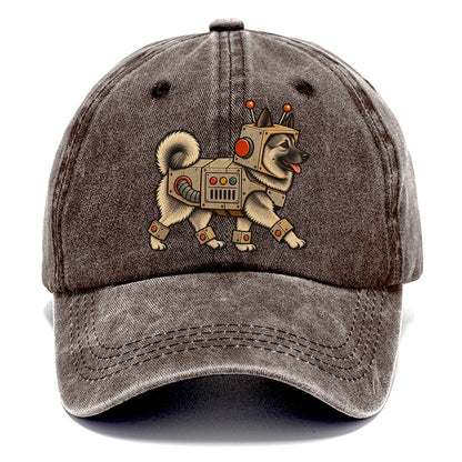 One Norwegian Elkhound In Halloween Costume Robot Costume With Boxy Cardboard Style Plating Halloween Dog Parade Classic Cap – Brown
