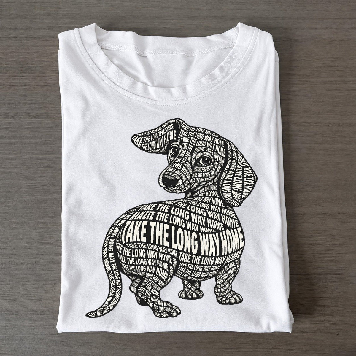 Dachshund Ears Turn Phrase Silhouette Classic T-shirt – White