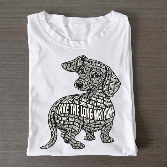 Dachshund Ears Turn Phrase Silhouette Classic T-shirt – White