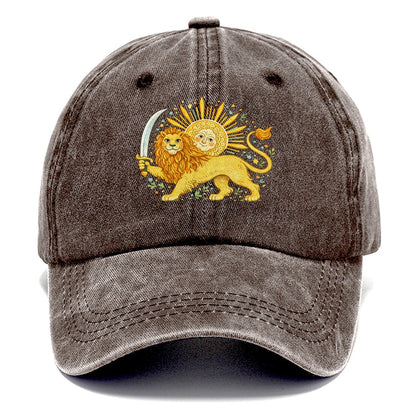 Sword-Wielding Lion Sun Emblem Classic Cap – Brown