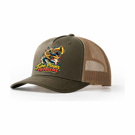 Tuba Player Problems Music Instruments Trucker Hat – Olive Khaki