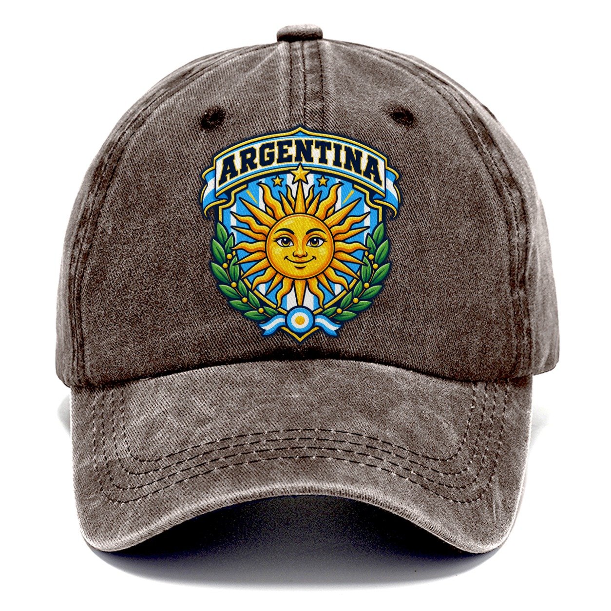 Argentina Retro Badge Country Logos Classic Cap – Brown