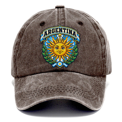 Argentina Retro Badge Country Logos Classic Cap – Brown