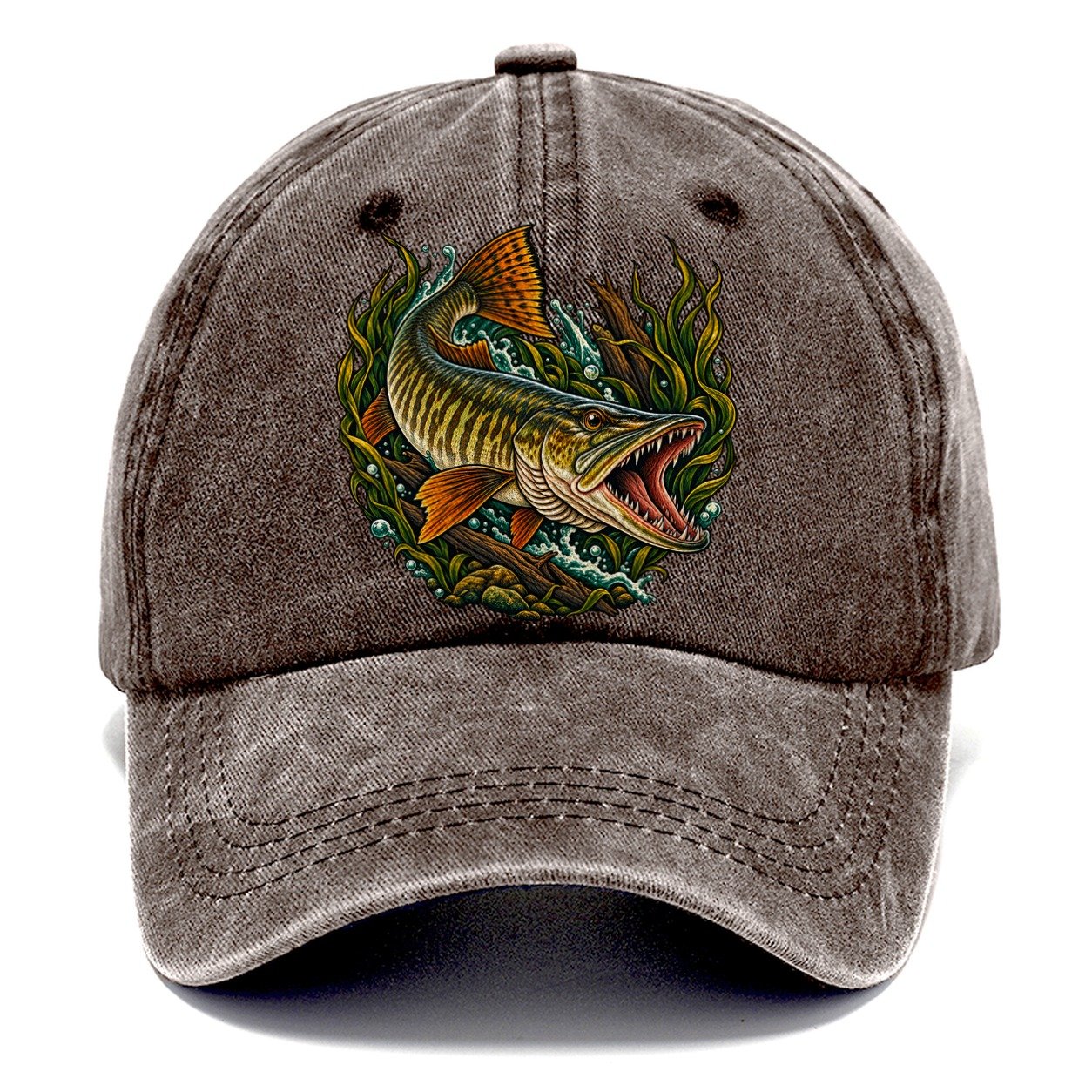 Muskie Ambush Fishing Club Classic Cap – Brown