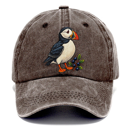 Atlantic Puffin And Crowberry Canada Cultural Icons Classic Cap – Brown