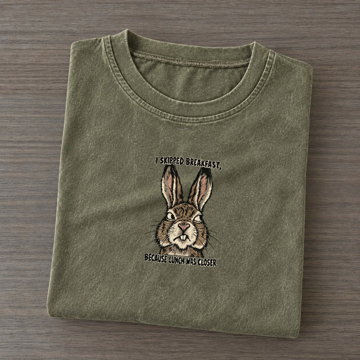 I Skipped Breakfast Feral Logic Vintage T-shirt – Army Green