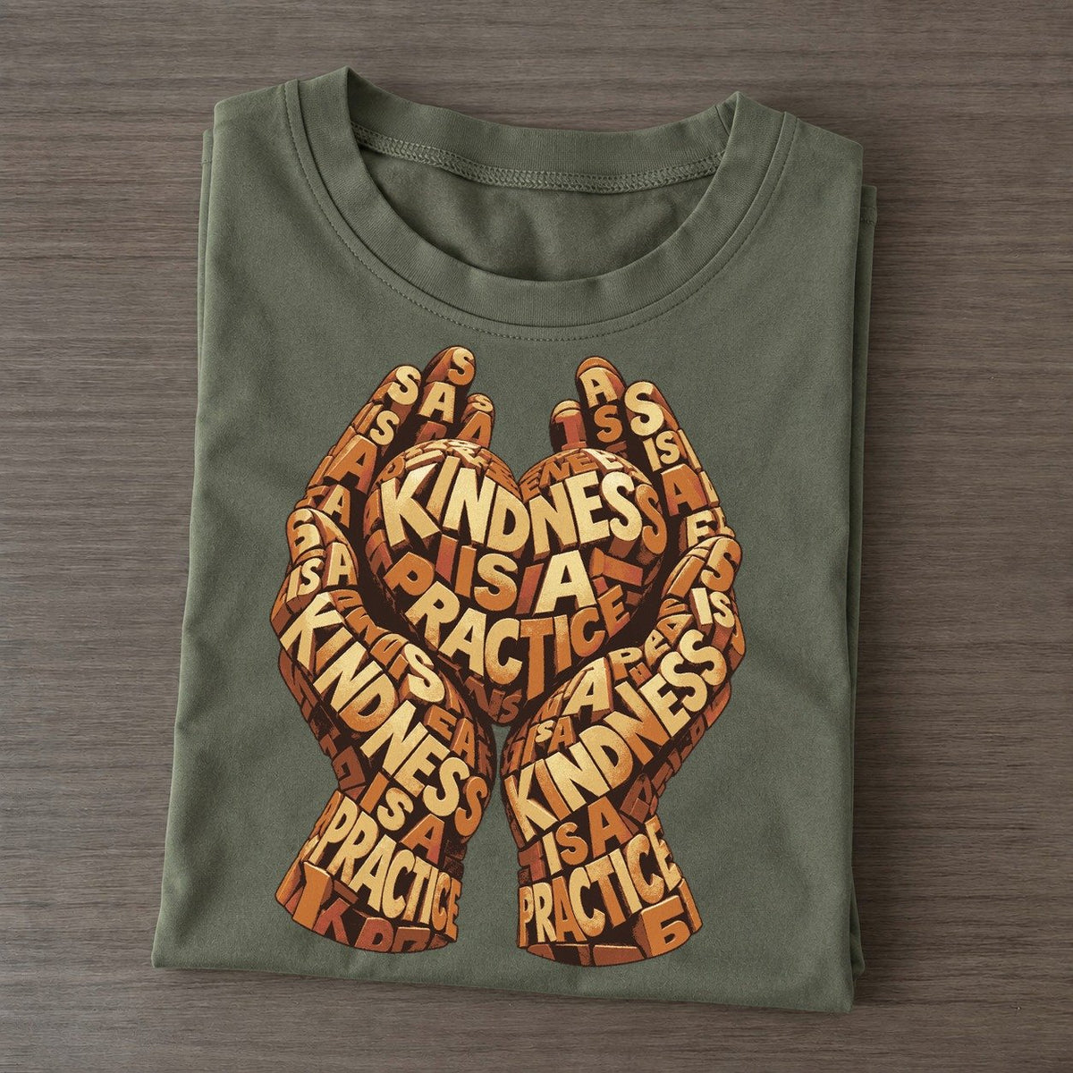 Hands And Heart Letter Sculpture Classic T-shirt – Army Green