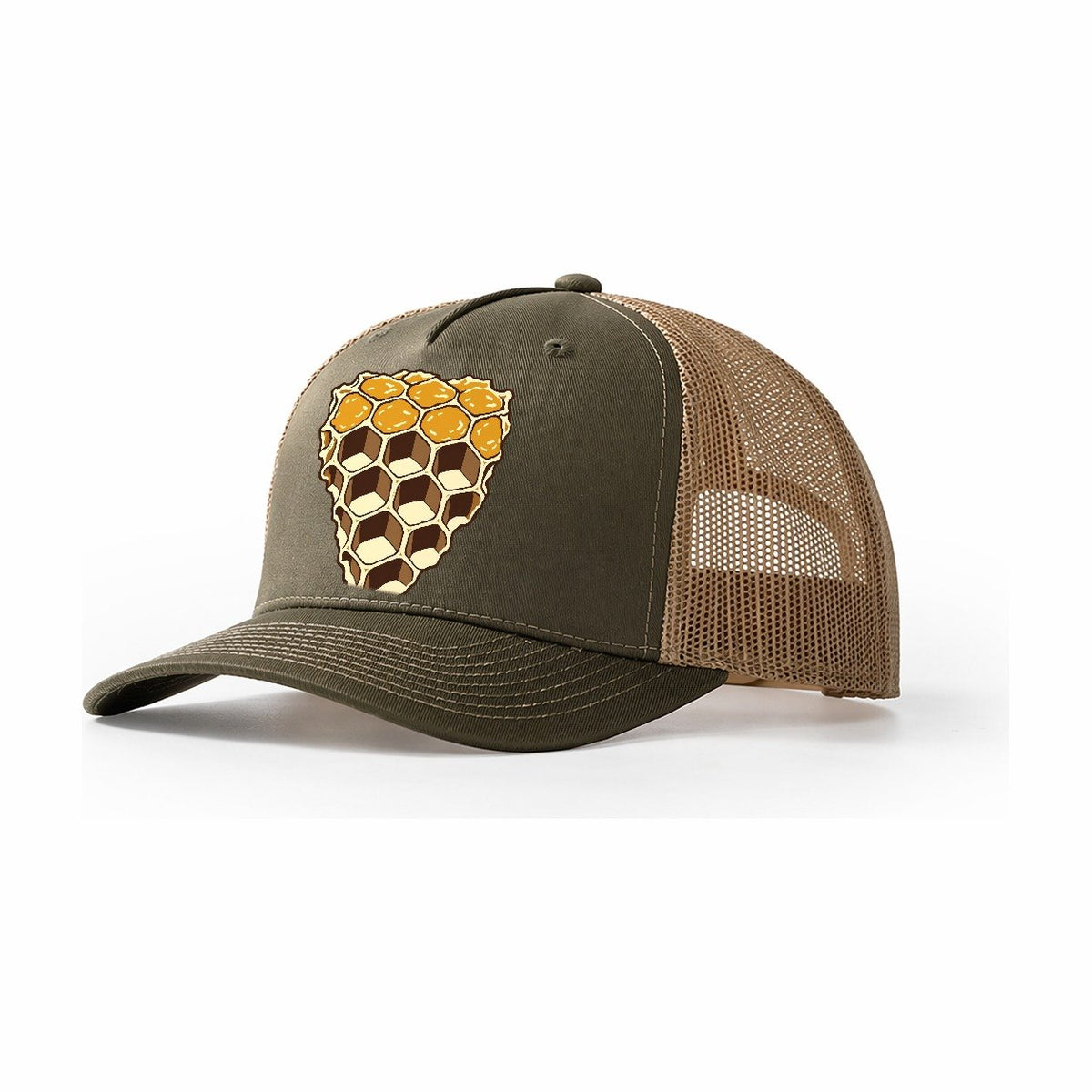 Wax Comb Cross Section Beekeeping Trucker Hat – Olive Khaki