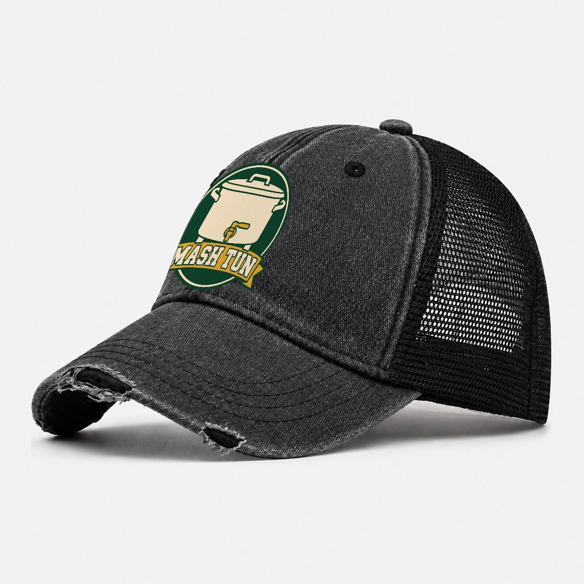 Mash Tun Plate Washed Trucker Hat – Black