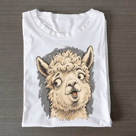 Alpaca Expressive Portrait Wild Grin Gallery Classic T-shirt – White