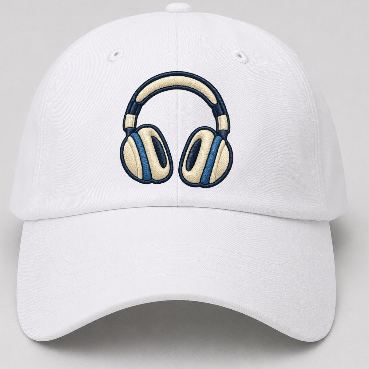 Over Ear Headphones Tiny Solo Marks Baseball Cap – White