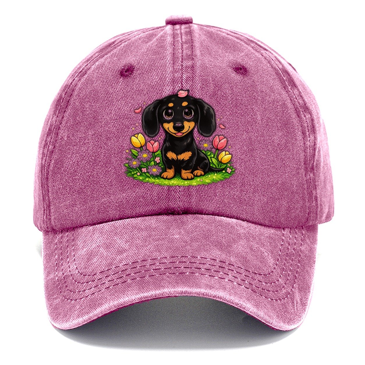 Dachshund Spring Flowers Classic Cap – Dusty Rose