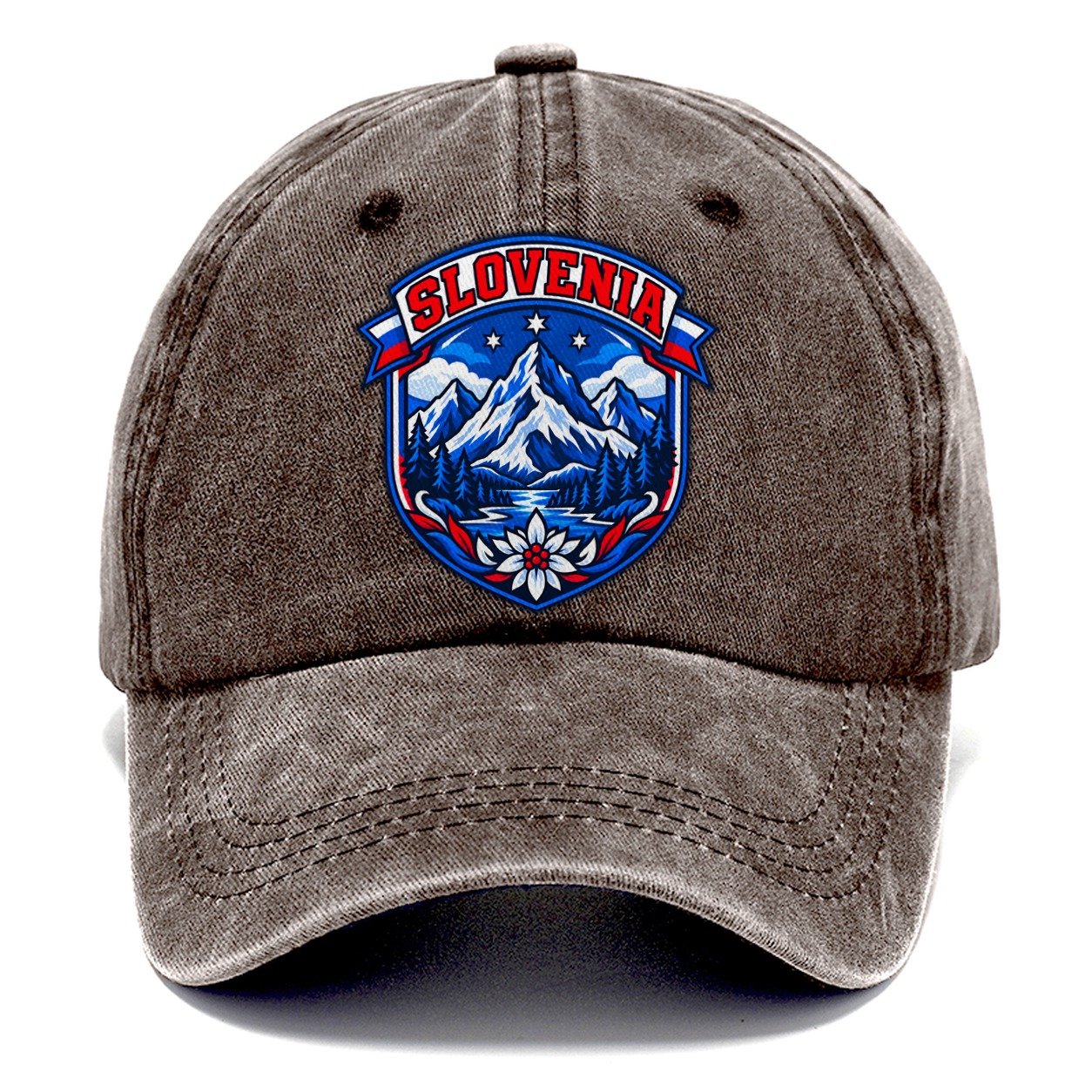 Slovenia Retro Badge Country Logos Classic Cap – Brown