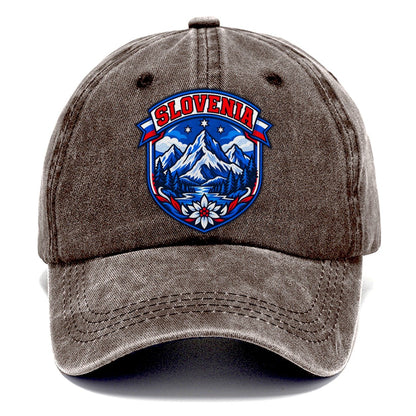 Slovenia Retro Badge Country Logos Classic Cap – Brown
