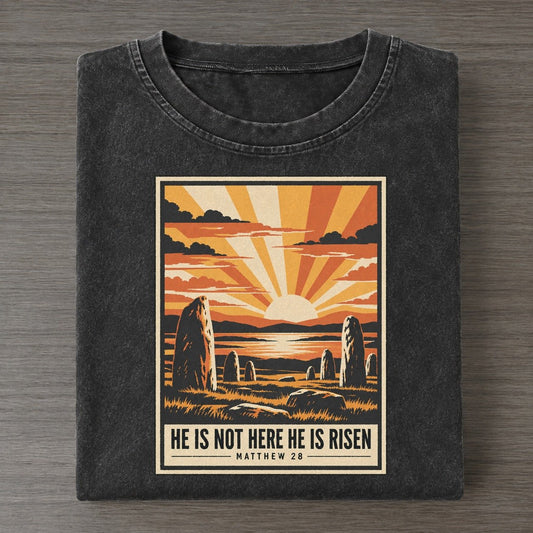 He Is Not Here Given Light Vintage T-shirt – Black
