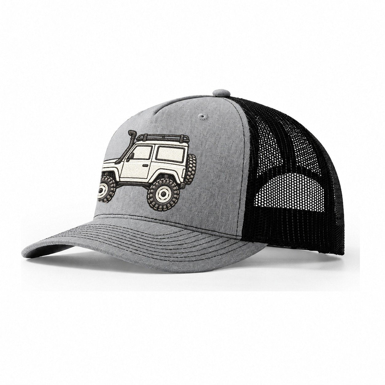 Boxy Trail Wagon Side Profile Off Roading And Overlanding Trucker Hat – Sport Grey Black