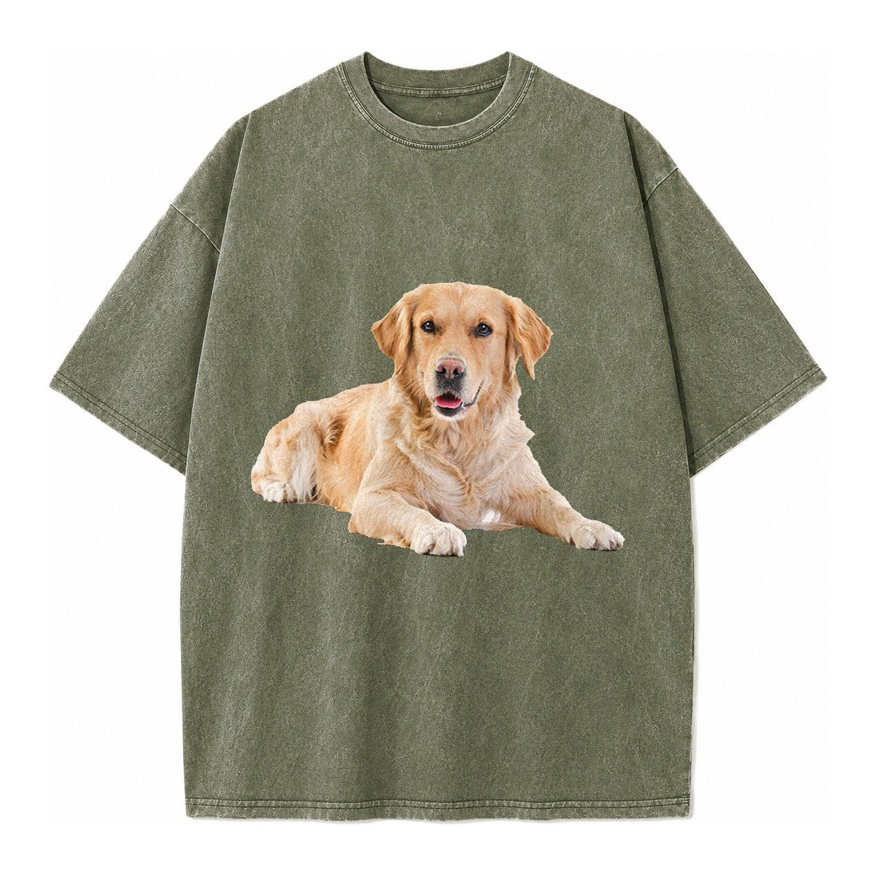 Golden Retriever Laying Dow Vintage T-shirt – Army Green