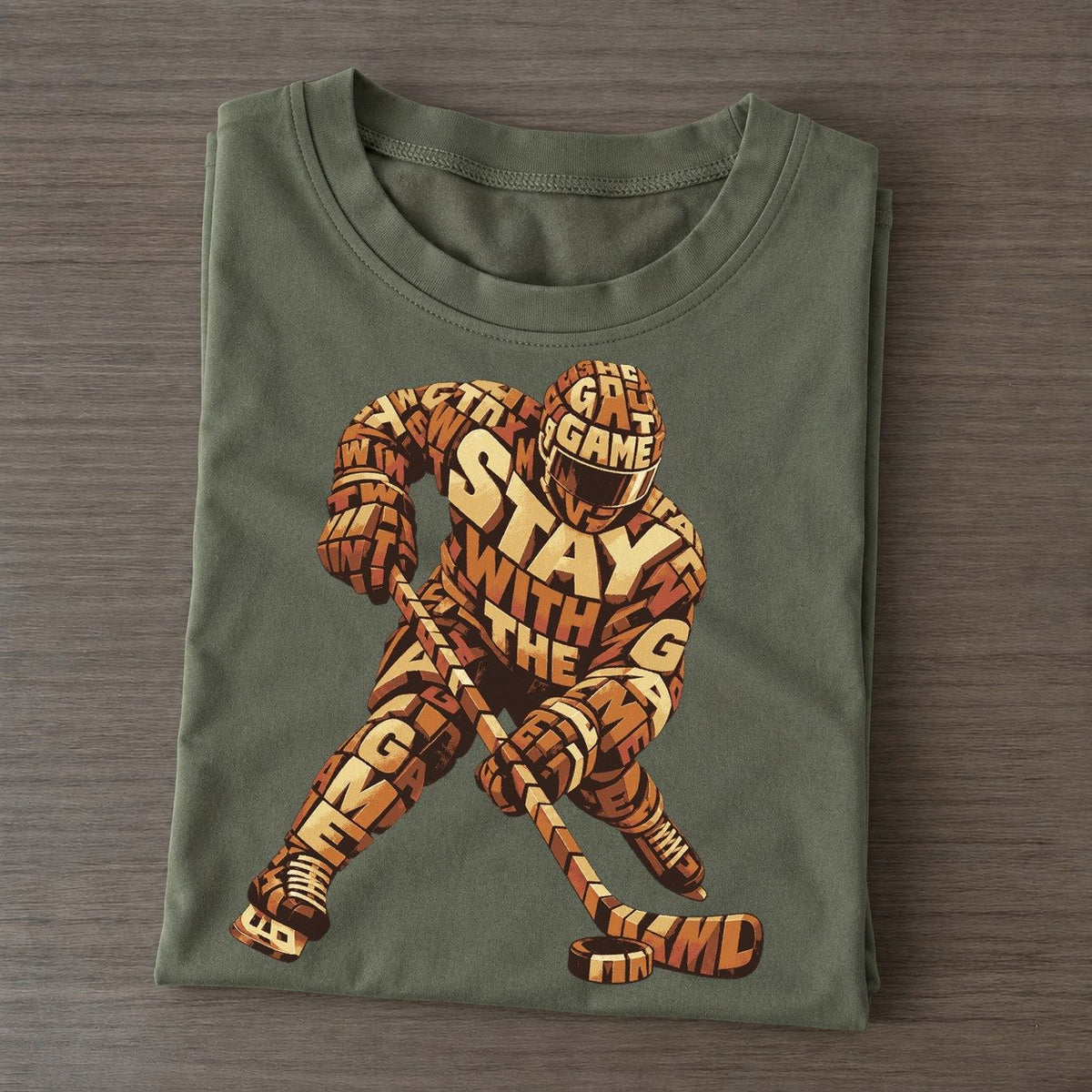 Hockey Stick Sweep Letter Sculpture Classic T-shirt – Army Green