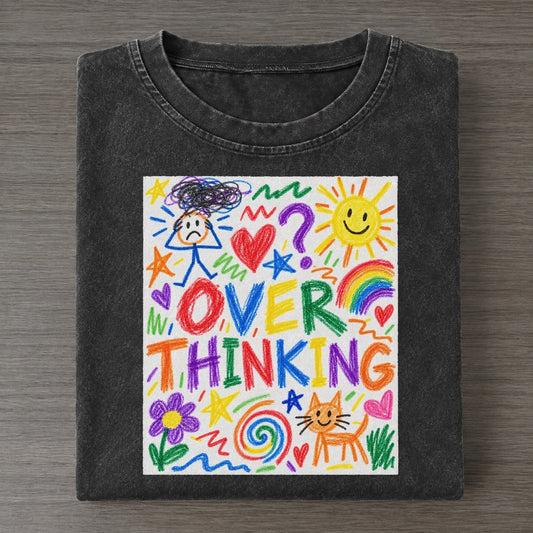 Overthinking Crayon Hour Vintage T-shirt – Black