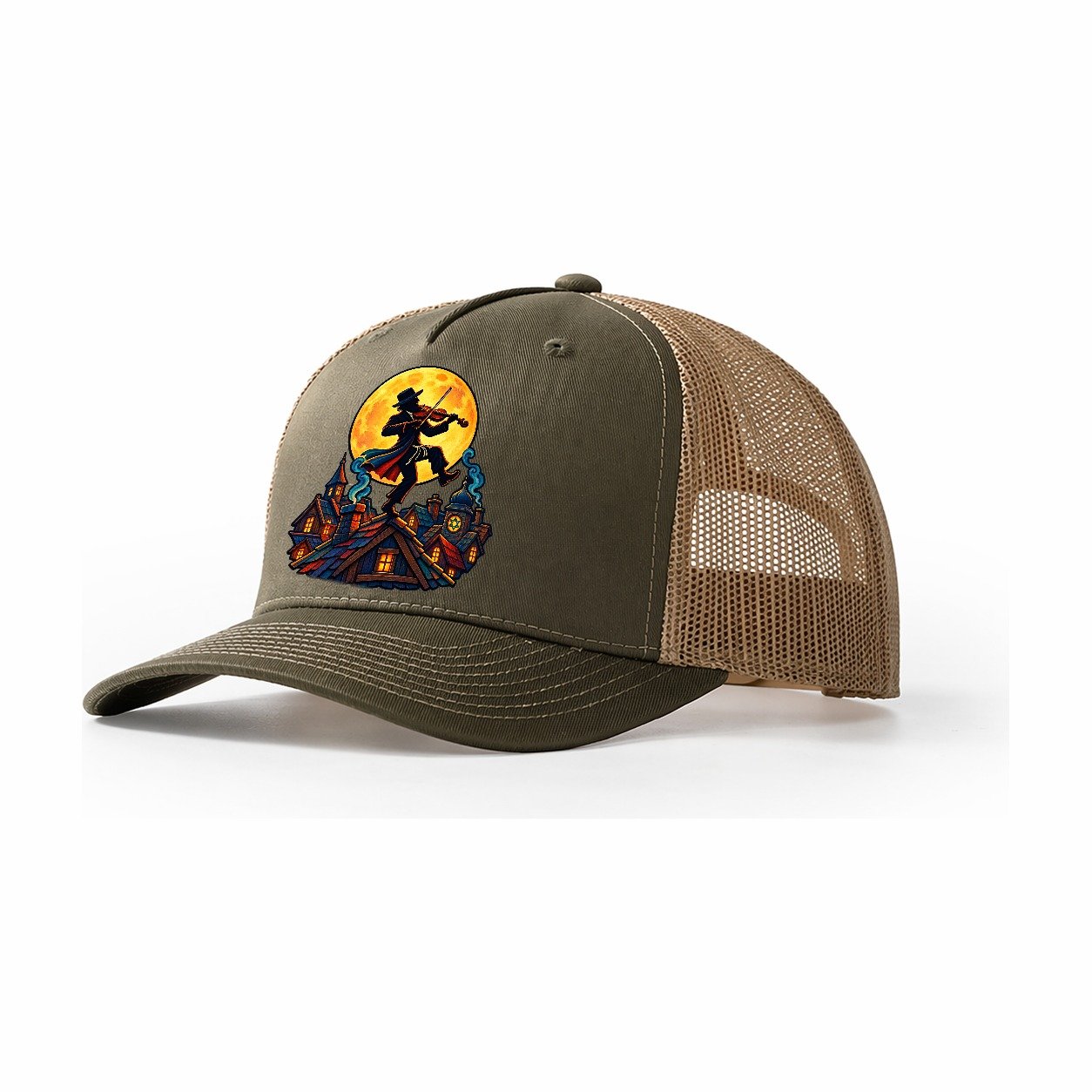 Shtetl Fiddler Roof Judaism Heritage Trucker Hat – Olive Khaki