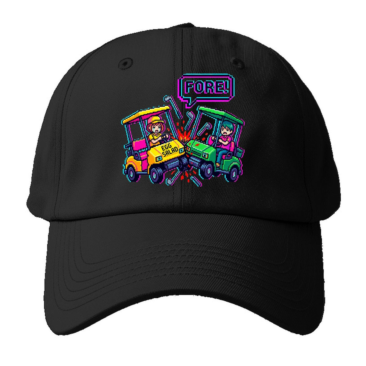 Fore Egg Salad Golf Baseball Cap – Black