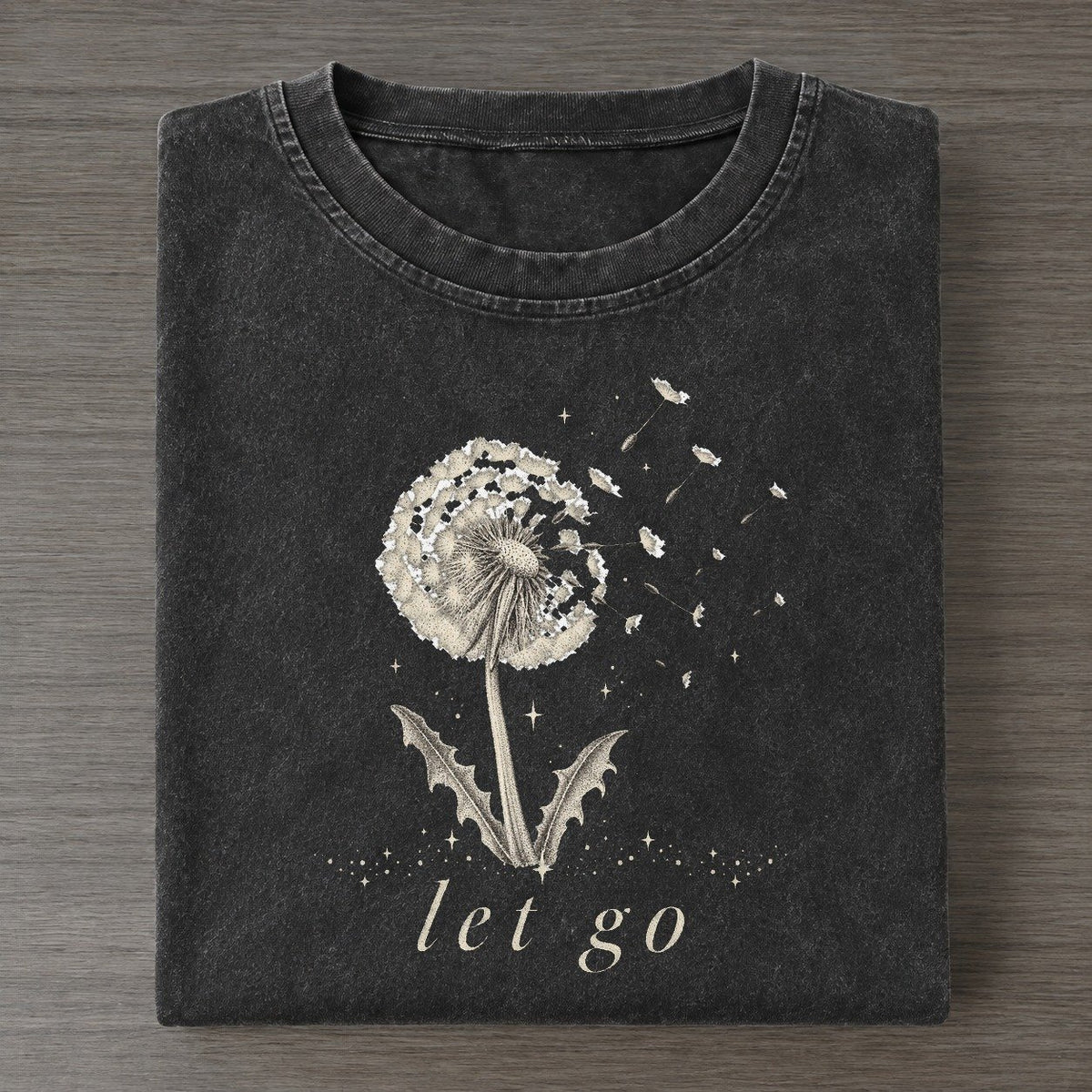 Dandelion Midnight Linework Vintage T-shirt – Black