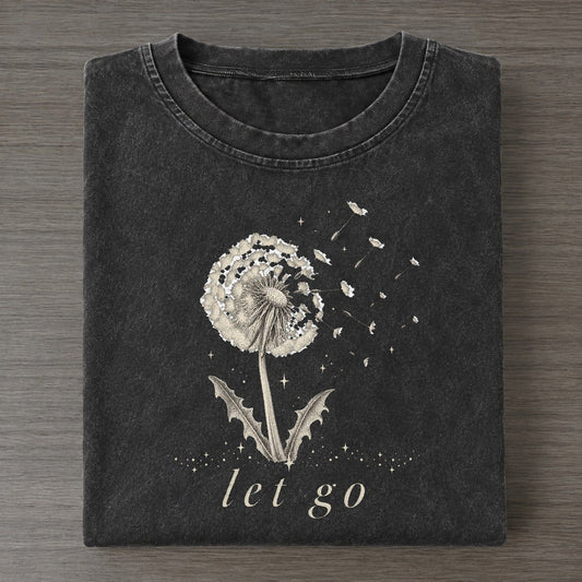 Dandelion Midnight Linework Vintage T-shirt – Black