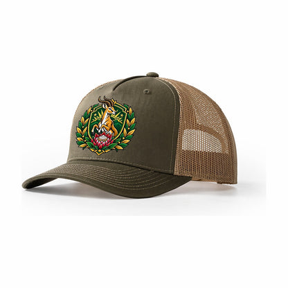 South Africa Heraldic Crest Country Logos Trucker Hat – Olive Khaki