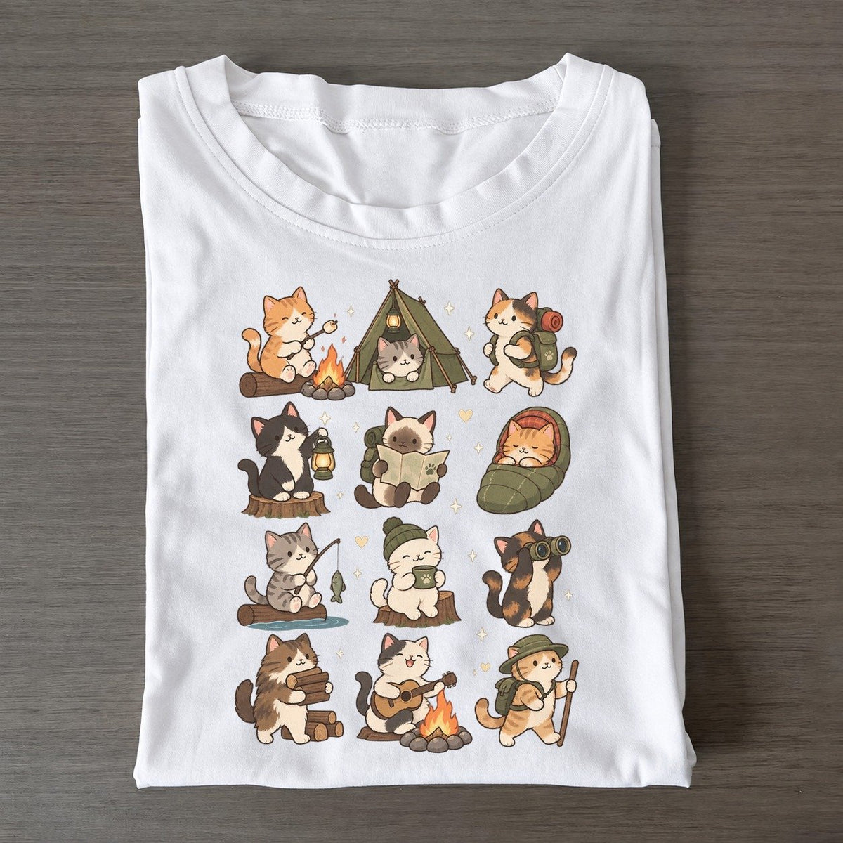 Camping Trip Cat Club Classic T-shirt – White
