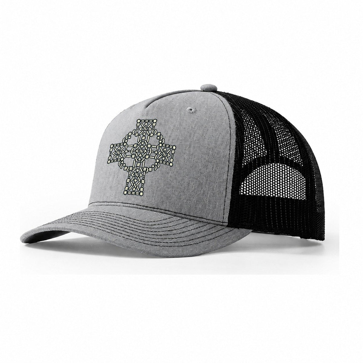 Woven Cross Light Trucker Hat – Sport Grey Black