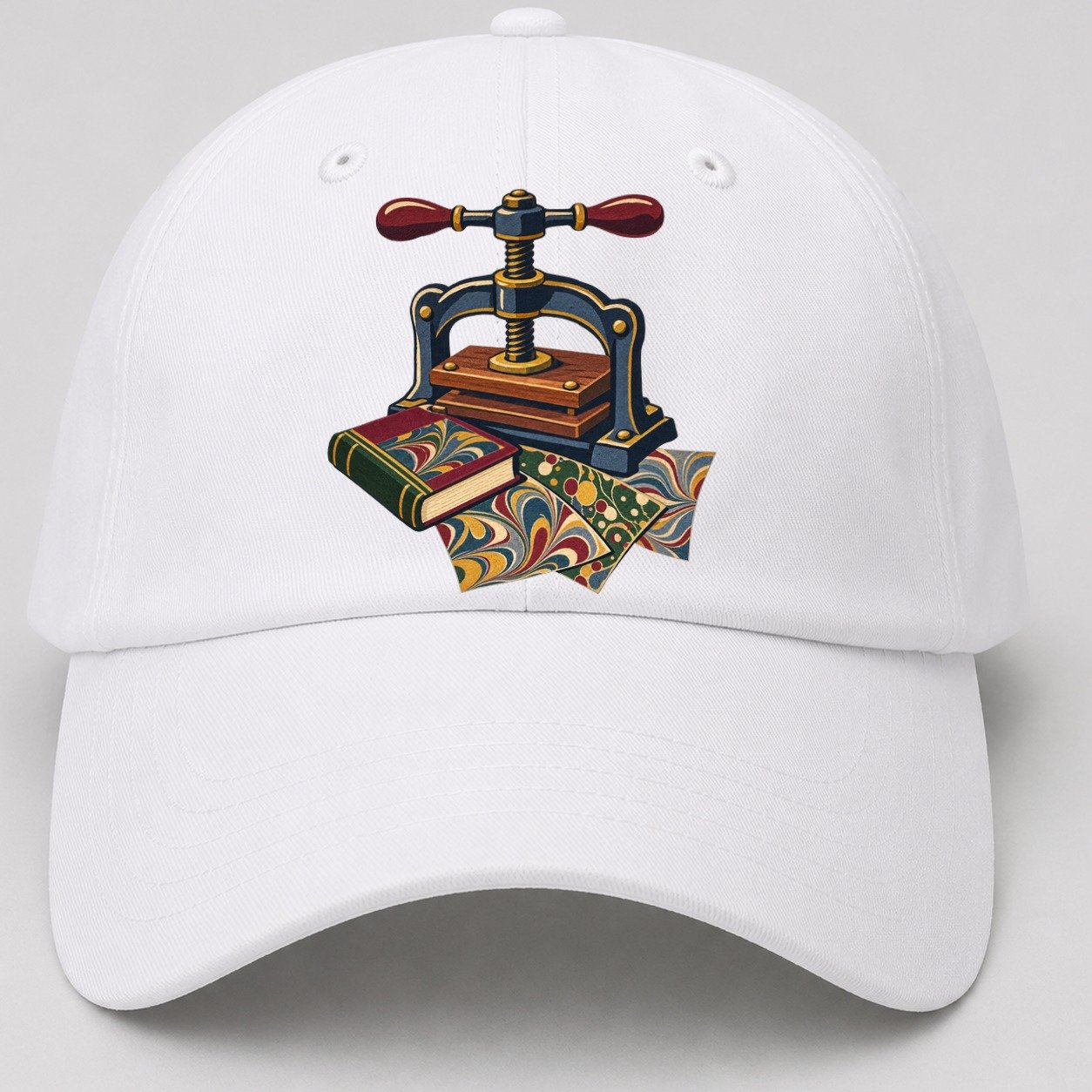 Bookbinder Press And Marbled Pages Uk Culture Heritage Baseball Cap – White